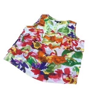 Chaus | Floral Ruffle Sleeveless Blouse